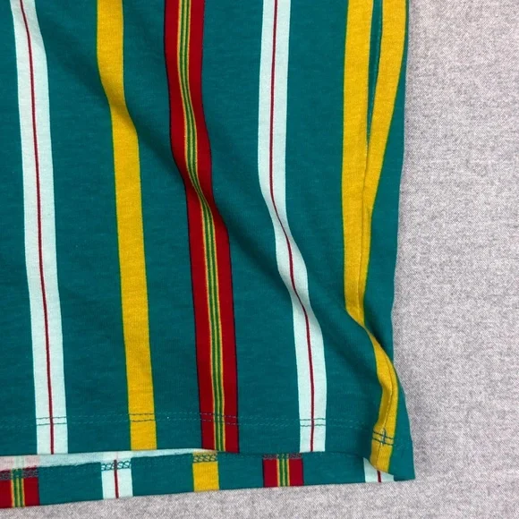 Guess Shirt Mens Large Originals Striped Short Sleeve Cotton Tee‎ Vintage Green - Picture 4 of 12